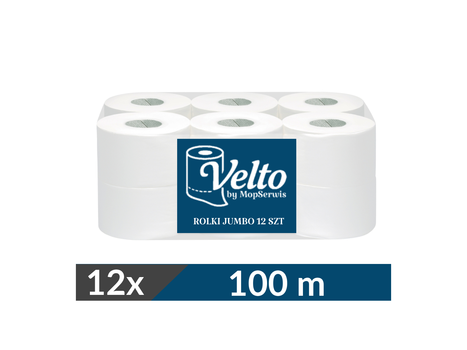Papier toaletowy VELTO Jumbo – 100m Celuloza Śnieżna biel 2 warstwy